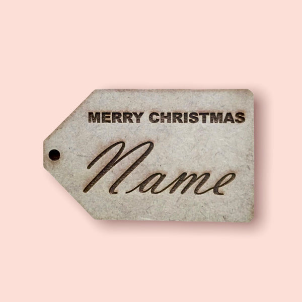 Wooden Merry Christmas Personal Name Tag