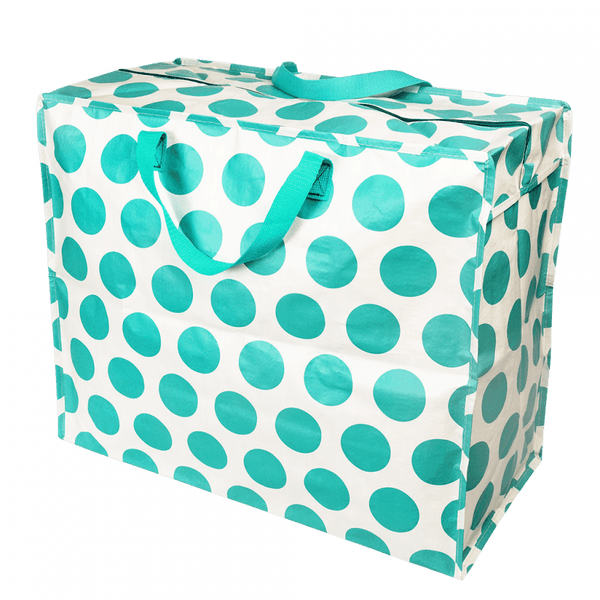 Turquoise Dot on White Jumbo Storage Bag