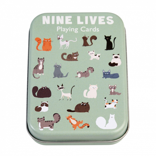 Nine Lives Playing Cards in a tin