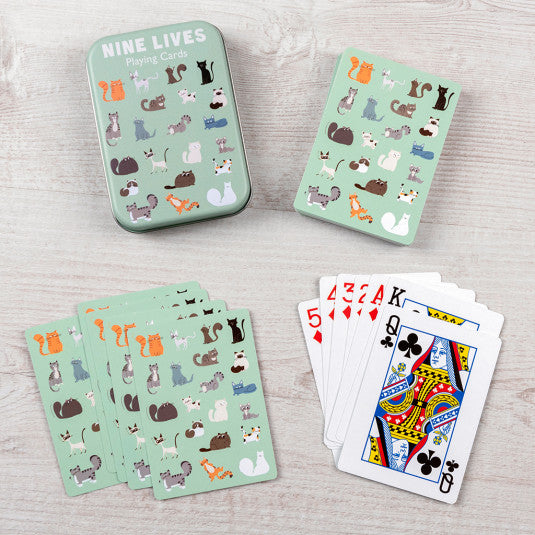 Nine Lives Playing Cards in a tin