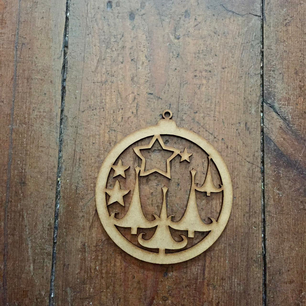 Wooden Christmas Bauble - Trees/Star x 4