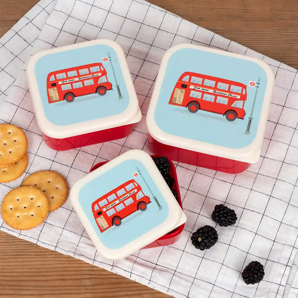 London Bus Snack Boxes Set of 3