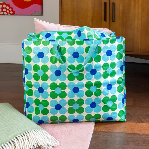 Blue and Green Daisy Jumbo Storage Bag