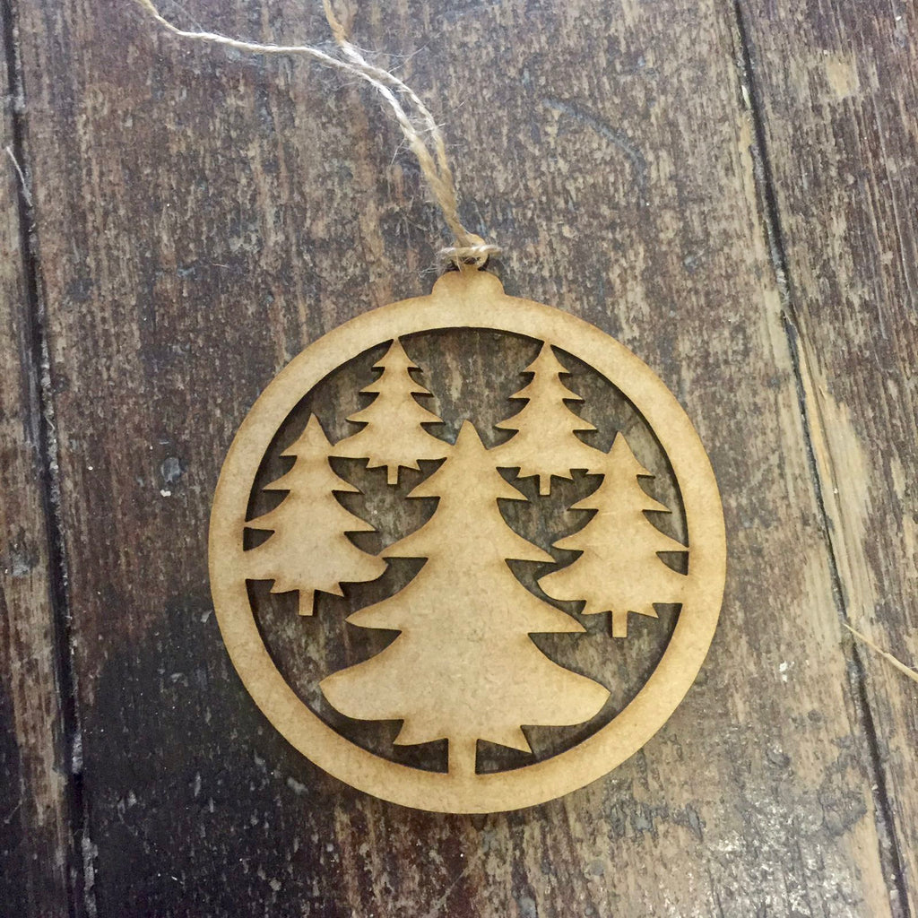 Wooden Christmas Baubles - Trees x 4