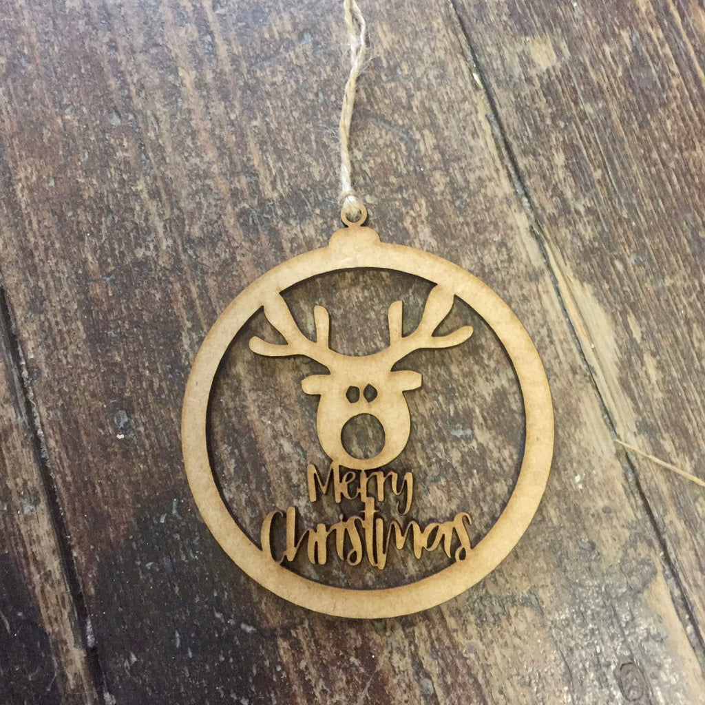 Wooden Christmas Bauble - Reindeer x 4
