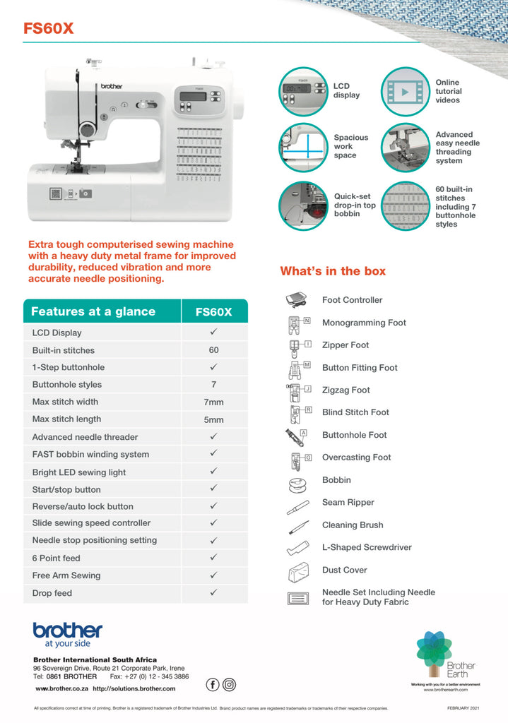 Brother FS60X Computerized Sewing Machine – Heavy Duty | Heartandhome ...