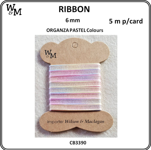 Organza Pastel Colours Printed Ribbon