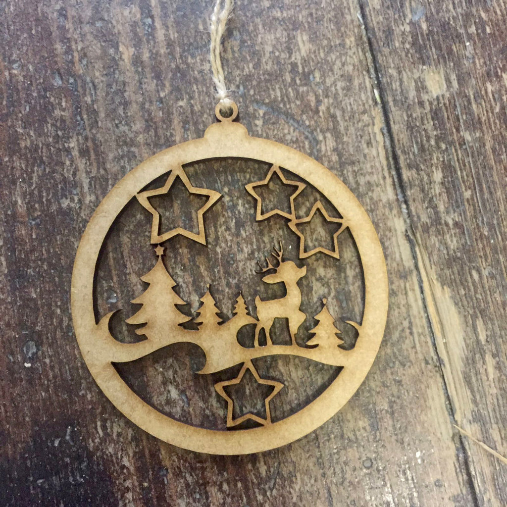 Wooden Christmas Bauble - Christmas Eve x 4