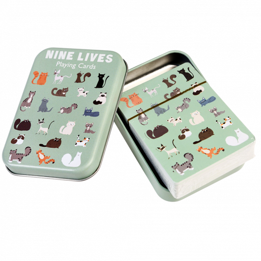 Nine Lives Playing Cards in a tin