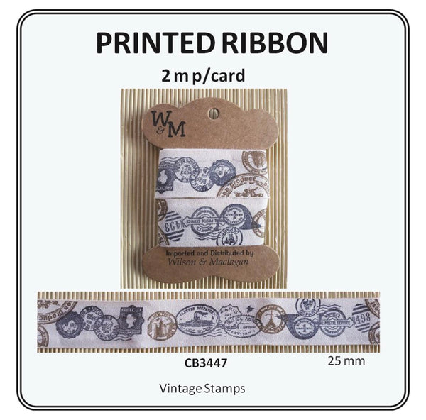Vintage Stamps Printed Ribbon