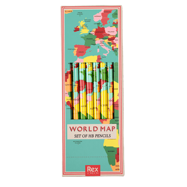 World Map HB Pencils
