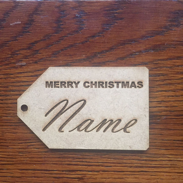 Wooden Merry Christmas Personal Name Tag